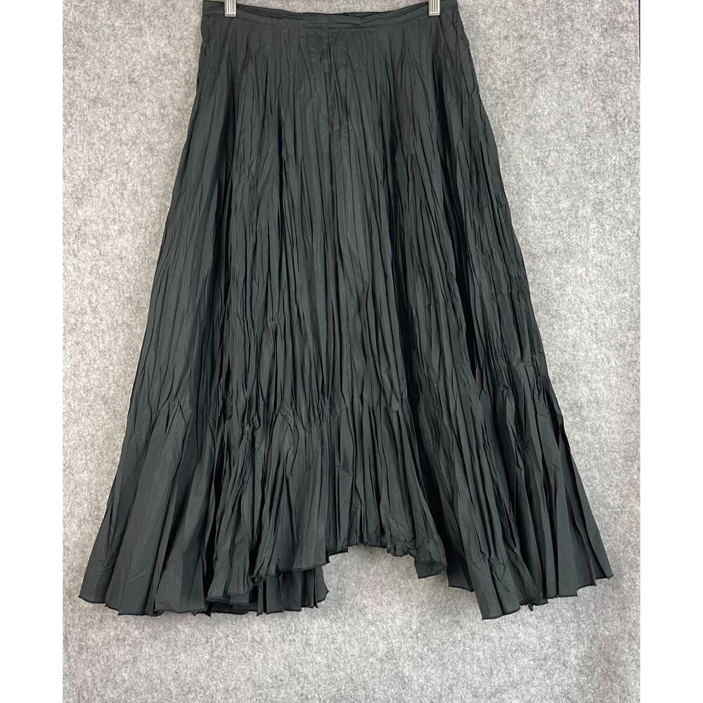 Vintage Idom Skirt Womens Medium Black Crinkle Asymmetrical Witchy Goth USA Made